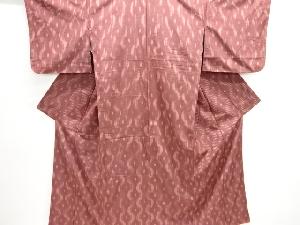 アンティーク　絣立涌模様織り出し手織り紬着物